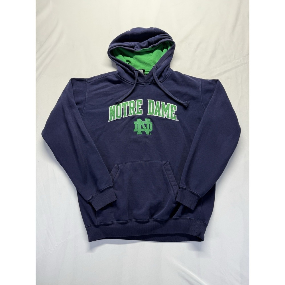 Notre Dame Fighting Irish Hoodie Navy Green Logo Pullover‎ XL